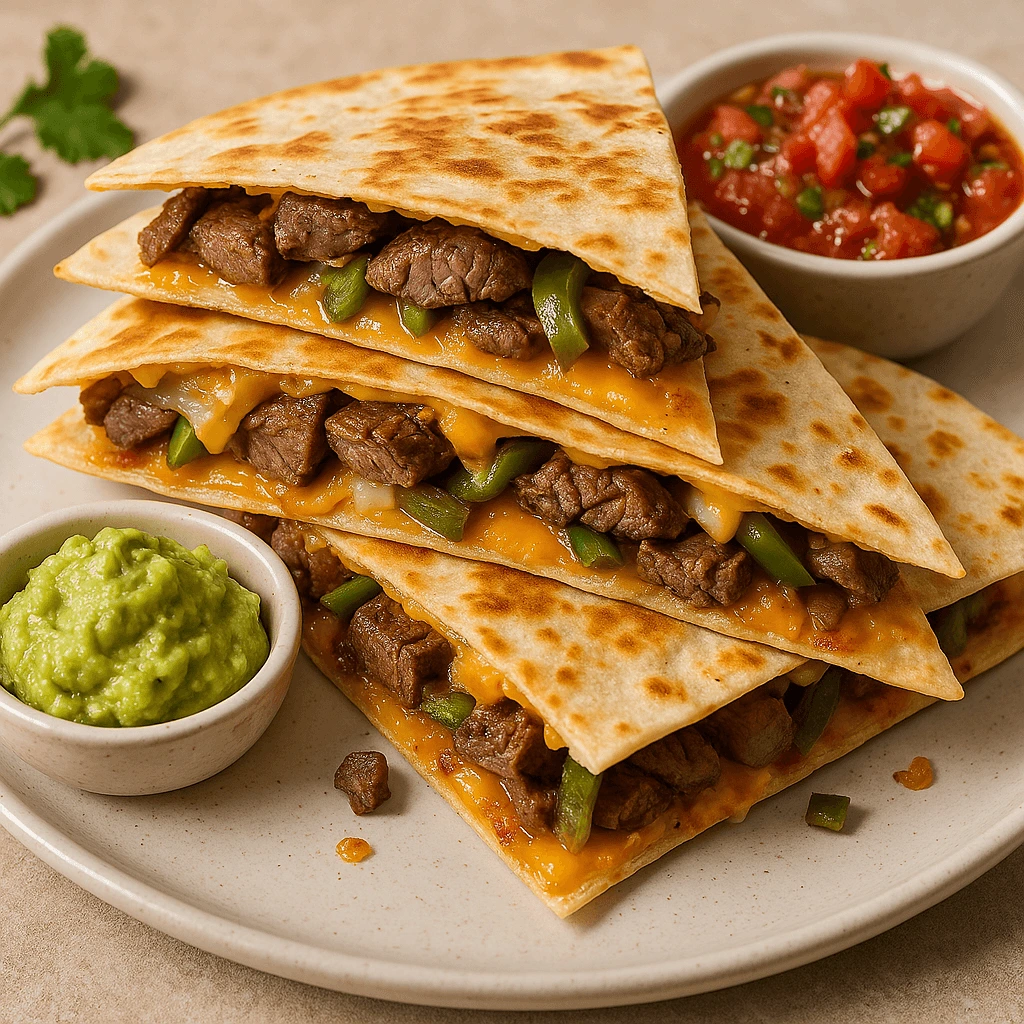 Step-by-step photo of making steak quesadilla at home in 30 minutes.
