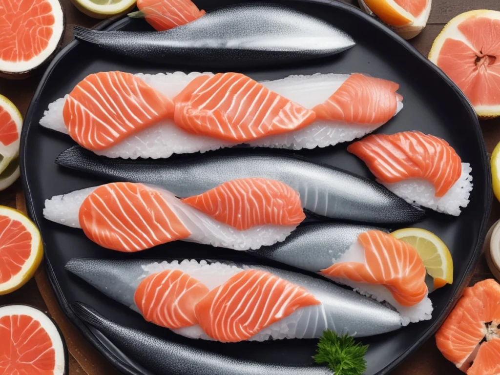 Fresh Sushi Grade Salmon with Soy Sauce and Ginger